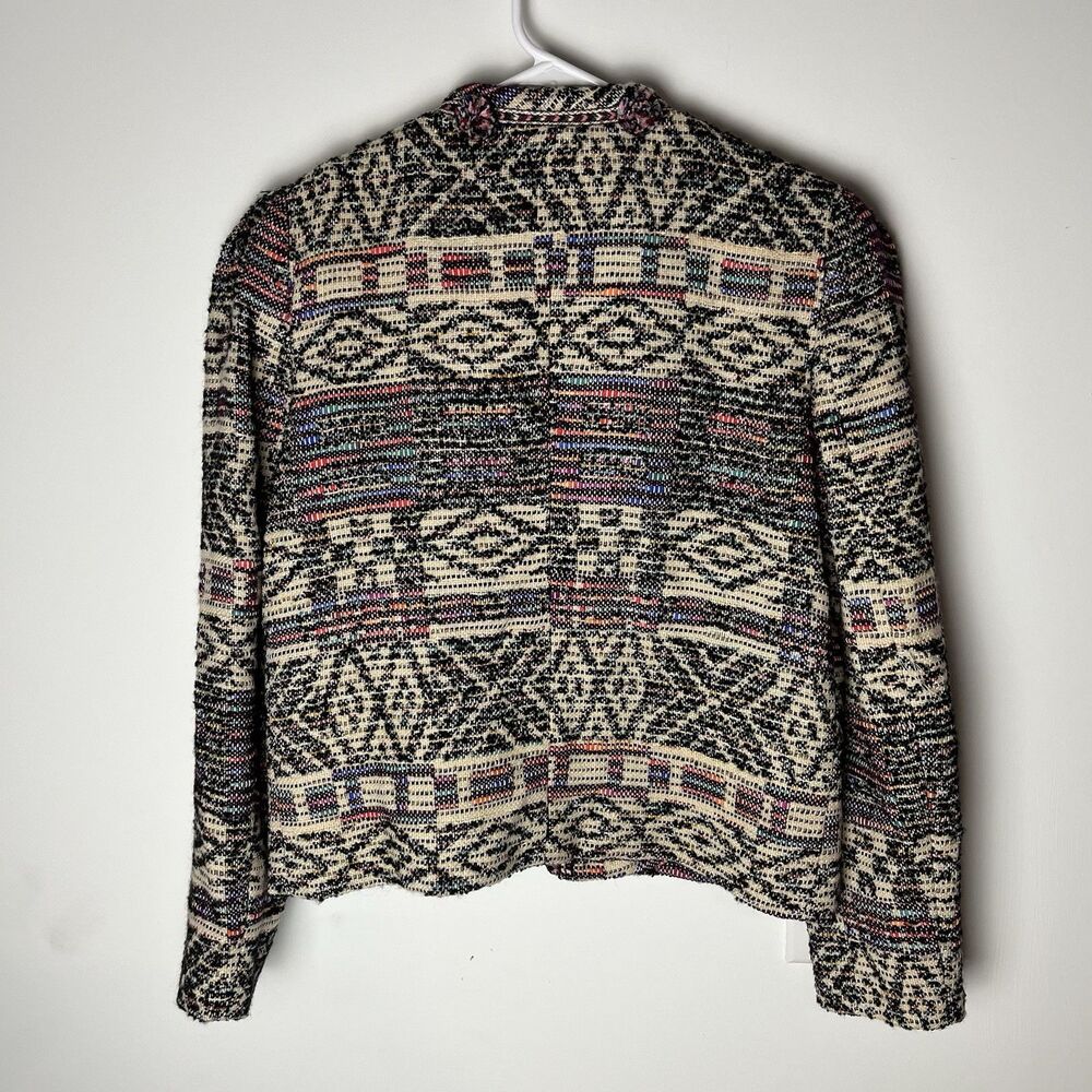 NWT Zara Jacquard Jacket Cardigan Wool / Cotton Blend in Multicolor XS Boho - Picture 7 of 9